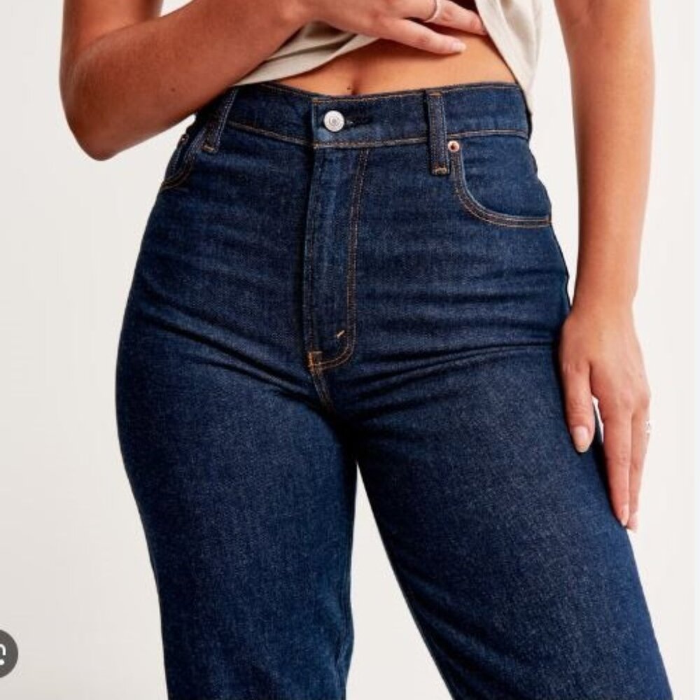 NWT $90 ABERCROMBIE & FITCH Ultra High Rise Curve Love Blue Jeans 31 / 12XL